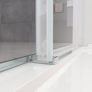 56-60*76 INCH Double Sliding Frameless Soft-Close Shower Door with Premium (8mm)Thick Tampered Glass and Easy-Cleaning Coating In --Brushed Nickel