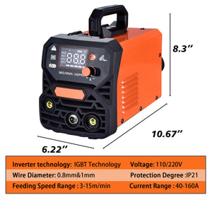 Dual Voltage 4-in-1 Welding Machine MMA/MIG-160 Pro