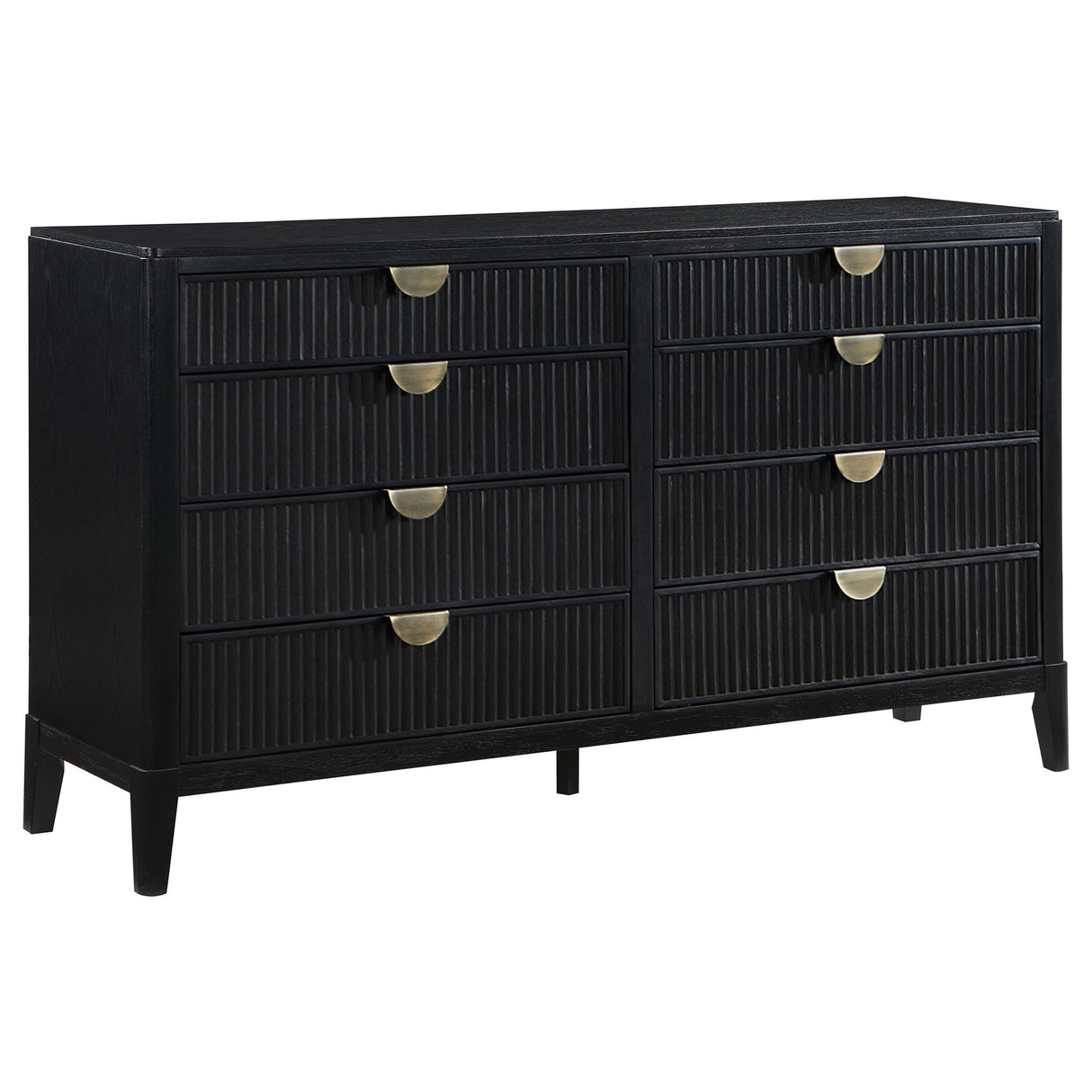 California King 5 Piece Bedroom Set With Fluted Detailing - Black