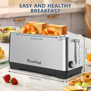 4-Slice Extra Wide Long Slot Stainless Steel Toaster