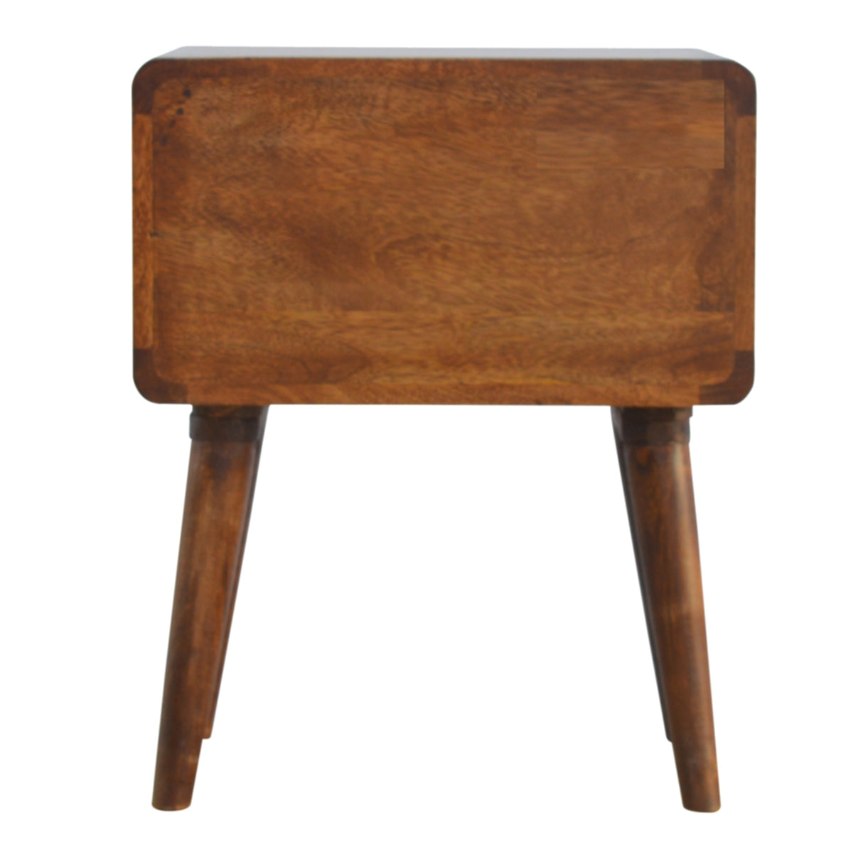 Solid Wood Curved Nightstand, 2-Drawers, Chestnut