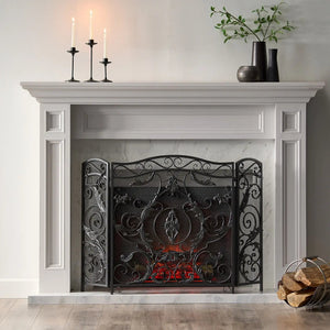 Mariella - Traditional Floral Iron Fireplace Screen With Ornate Design - Best Buy Furniture