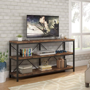 Console Table With 3-Tier Storage Shelves Finish, Slim Narrow Design