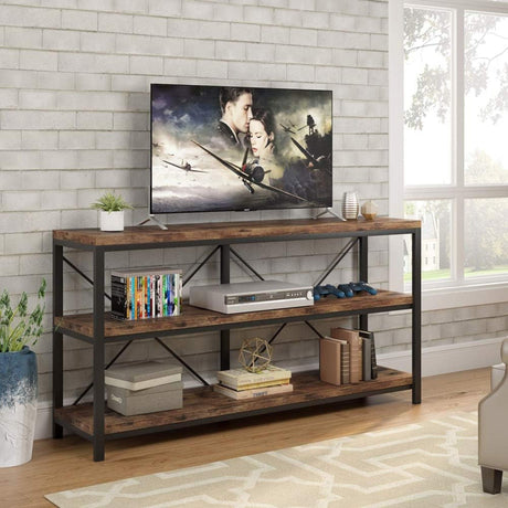 Console Table With 3-Tier Storage Shelves Finish, Slim Narrow Design