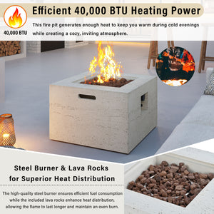 U_Style MGO Outdoor Square Fire Pit with Steel Burner
