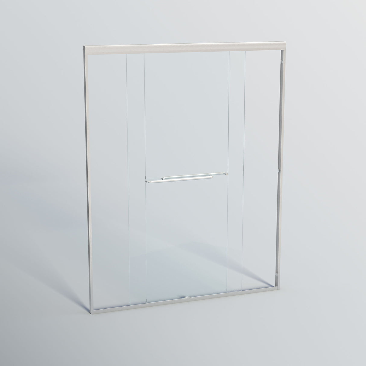 Double Sliding Shower Door, Semi-Frameless Bypass Bathroom Sliding Door With 1/4" (6 Mm) Tempered Glass For Walk-In Shower