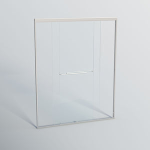 Double Sliding Shower Door, Semi-Frameless Bypass Bathroom Sliding Door With 1/4" (6 Mm) Tempered Glass For Walk-In Shower