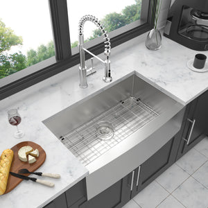 Farmhouse 36" Kitchen Sink Stainless Steel Apron Front - Brushed Nickel