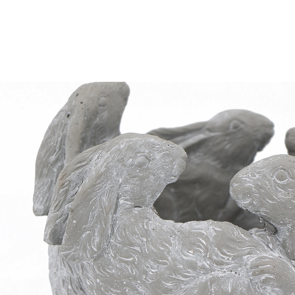 5 Bunny Cement Planter with Playful Bunny Design - Cement