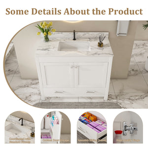 43" Bathroom Vanity, Multi Functional Cabinet - White
