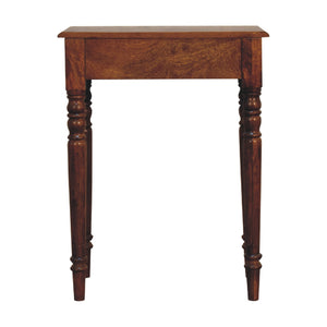 Artisan Furniture Solid Wood Chestnut Turned Leg Writing Desk, 1-Drawer