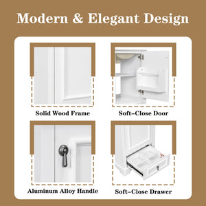 Bathroom Vanity With Sink, Soft Close Door, Adjustable U-Shaped Shelf