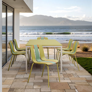 Modern Striped Blocking Single Chairs Set of 4