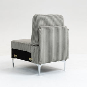 Single Couch Modular Armless Accent Chair With Back Cushion