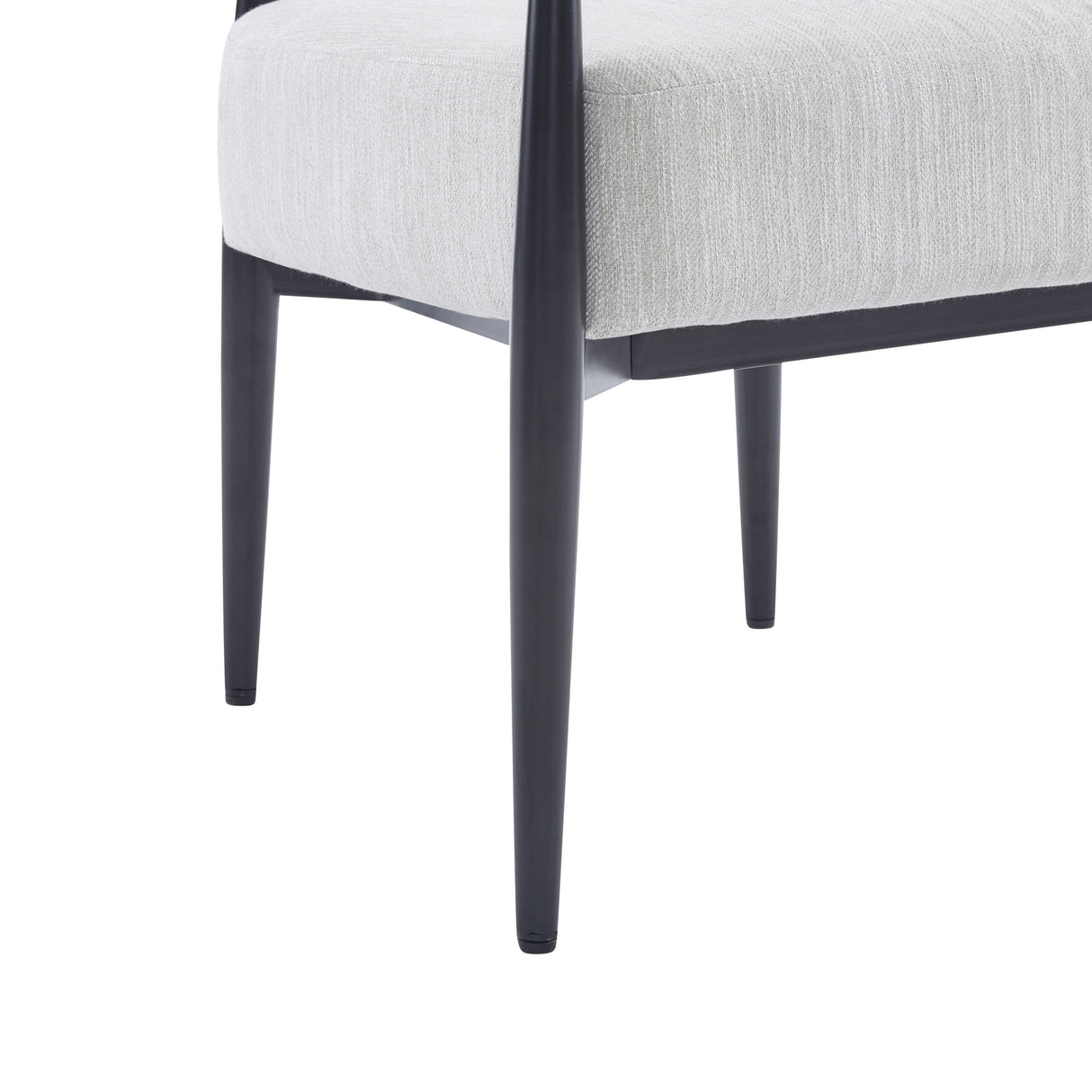 Mid Century Modern Upholstered Accent Armchair With Tapered Legs - Beige / Black / Gold