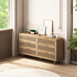 59.06" 6-Drawers Rattan Storage Cabinet