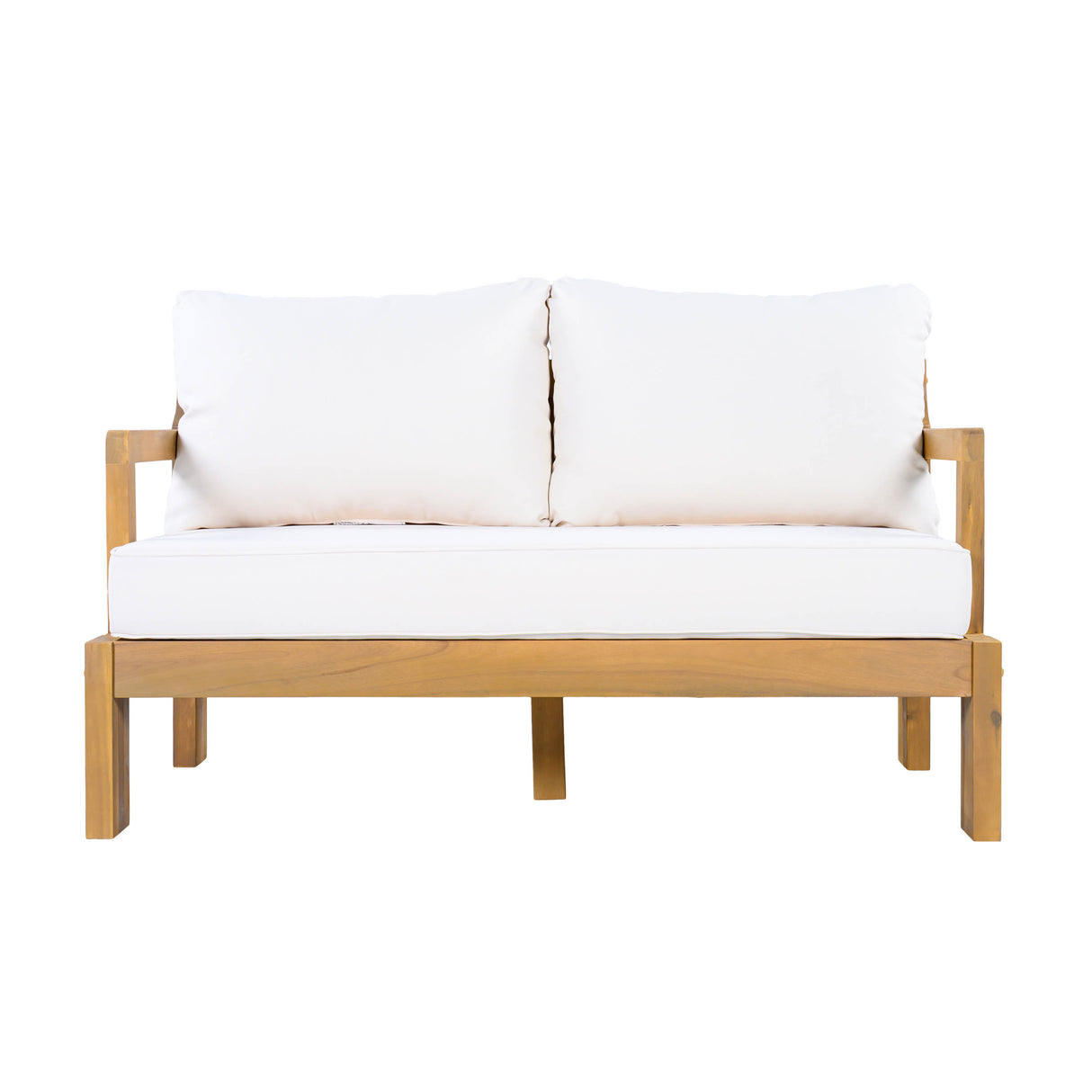Outdoor 4-Seater Acacia Wood Patio Chat Set, Beige + Natural