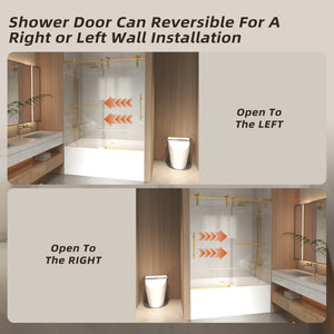 56-60" x 66" Frameless Sliding Bathtub Door