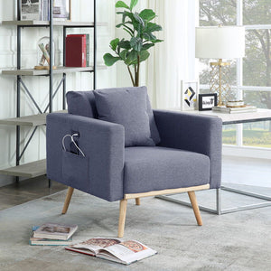 Easton - Fabric Chair With USB Charging Ports Pockets And Pillows