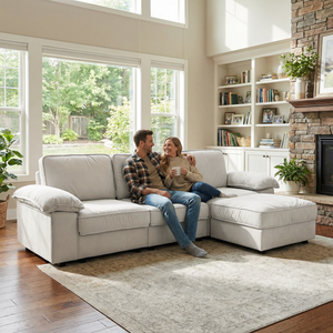 Modern L-Shaped Sectional Sofa with Ottoman - 105.5 Inch