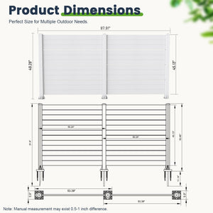 50" W x 49" H Outdoor Privacy Screen with Aluminum Posts, 2 Panels