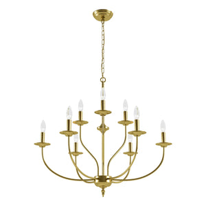 9-Light Dimmable Metal Chandelier with Candle-Style Arms, Gold