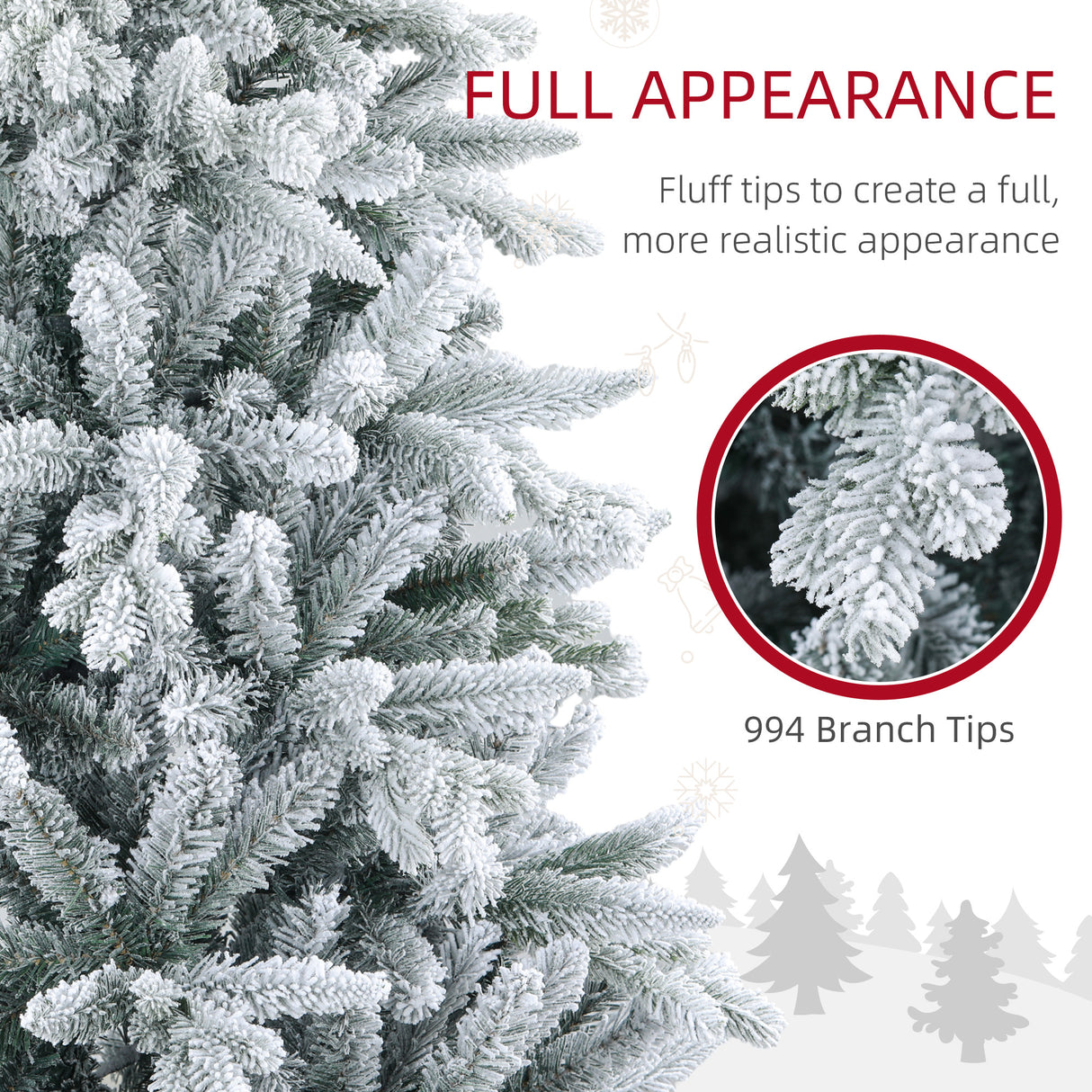 HOMCOM 6ft Snow Flocked Artificial Christmas Tree