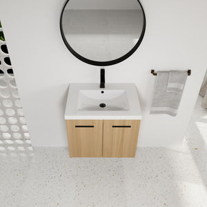 Floating Bathroom Vanity With Sink, Wall Mounted Double Door Storage