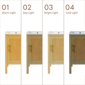 Bathroom Cabinet With Sink, Adjustable Shelf, Soft Closing Hinges - Natural Wood