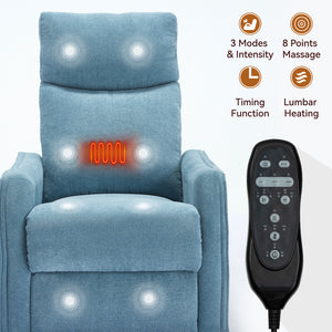 Heat Massage Manual Recliner Chair with Rocker and Swivel in Fabric for Living Room