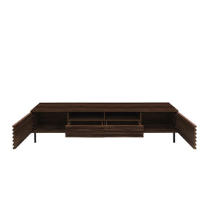 TV Stand For TVs Up To 85" With Closed Storage, Soft Closing Hinges - Walnut