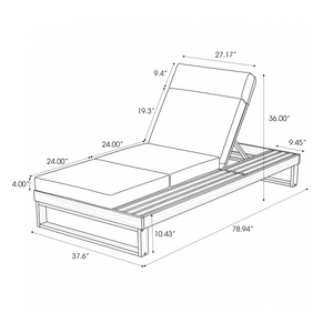 Teak Finish Acacia Wood Chaise Lounge with 4-Inch Cushion
