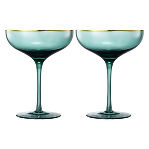 Palazzo Champagne Coupe, Cocktail Glassware, Set of 2, Green