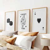 Trendy Playing Card Wall Art Set of 3 Prints