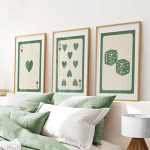 Set of 3 Piece Vintage Green Beige Cards