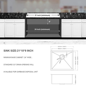 Undermount Stainless Steel Kitchen Sink, Deep Single Bowl Basin
