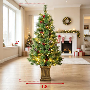 Set of 2, 4 ft Pre-Lit Christmas Trees
