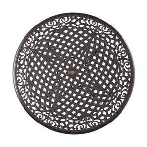 Tranquilius - Outdoor Round Dining Table With Lattice Tabletop, Umbrella Hole And Curved Legs