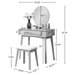 Maly Contemporary Wood Vanity and Stool Set