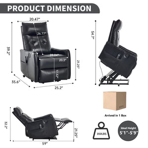 Black PU Single Motor Power Lift Recliner Chair