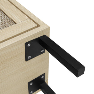 Modern Rattan 3 Door Shoe Rack Cabinet For Entryway