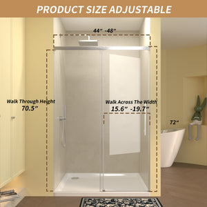 48" Single Sliding Shower Door