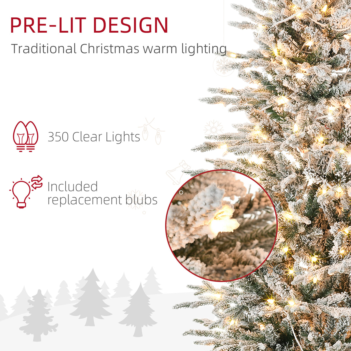 HOMCOM 7.5ft Tall Prelit Artificial Christmas Tree