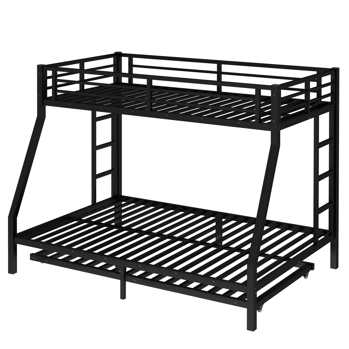 Twin Over Full Metal Bunk Bed with Twin Size Trundle