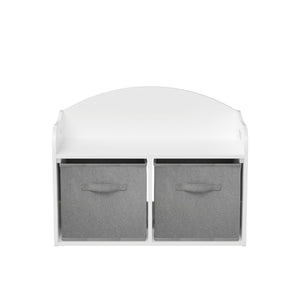 Toy Box Bench With Collapsible Drawers, Storage Cabinet Organizer - White