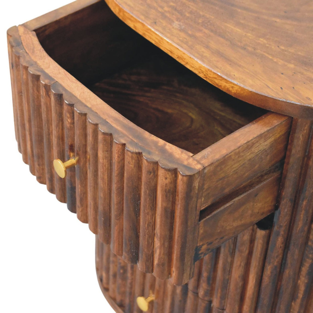 Solid Wood Curved Fluted Bedside Chest