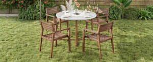 U_STYLE 5-Piece Outdoor Dining Set with Acacia Wood Chairs