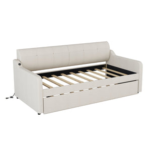 Upholstered Daybed With Trundle And USB Charging