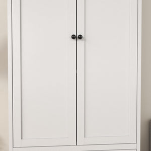 Pantry Cabinet With 2 Drawers, Freestanding Kitchen Storage Cabinet With Adjustable Shelves, Heavy-Duty Organizer For Spices, Dishware, Small Appliances - White