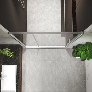 44-48"W x 74"H Pivot Shower Door with Brushed Nickel Finish